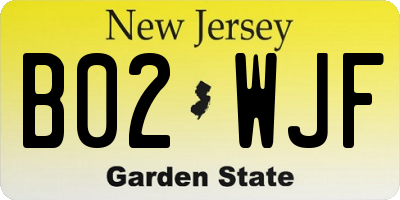 NJ license plate B02WJF