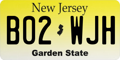 NJ license plate B02WJH