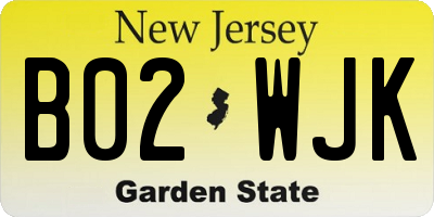NJ license plate B02WJK