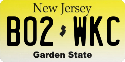 NJ license plate B02WKC