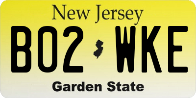 NJ license plate B02WKE
