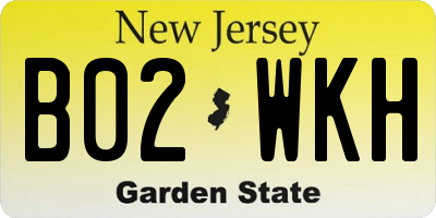 NJ license plate B02WKH