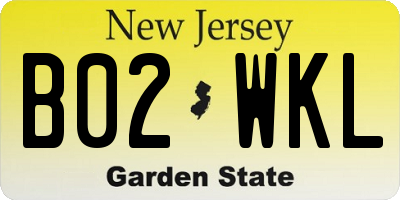 NJ license plate B02WKL