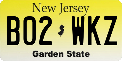 NJ license plate B02WKZ