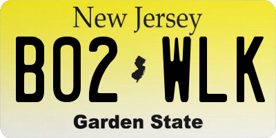 NJ license plate B02WLK