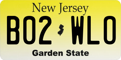 NJ license plate B02WLO