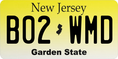NJ license plate B02WMD