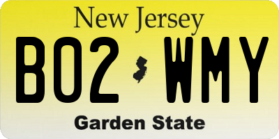 NJ license plate B02WMY
