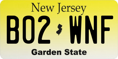NJ license plate B02WNF