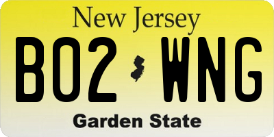 NJ license plate B02WNG