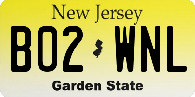 NJ license plate B02WNL