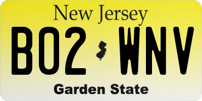NJ license plate B02WNV