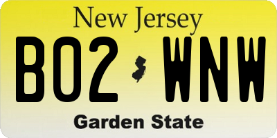 NJ license plate B02WNW