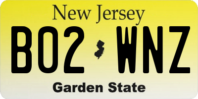 NJ license plate B02WNZ