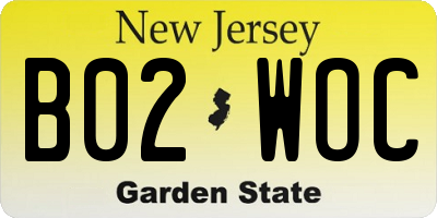 NJ license plate B02WOC
