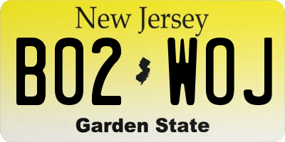 NJ license plate B02WOJ