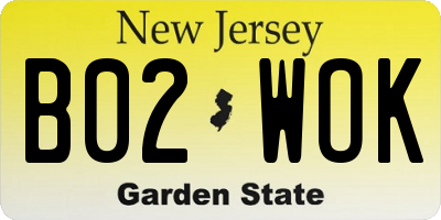 NJ license plate B02WOK