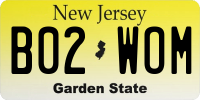 NJ license plate B02WOM