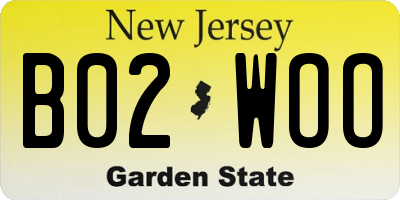 NJ license plate B02WOO