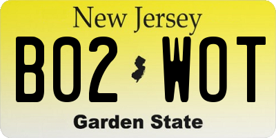 NJ license plate B02WOT