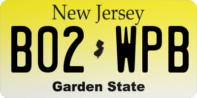 NJ license plate B02WPB