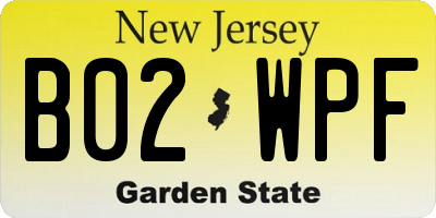 NJ license plate B02WPF
