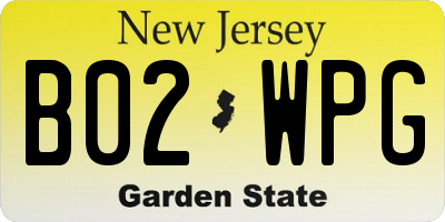 NJ license plate B02WPG