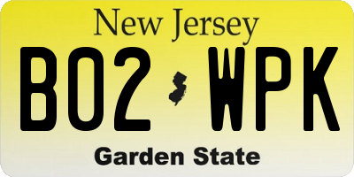 NJ license plate B02WPK