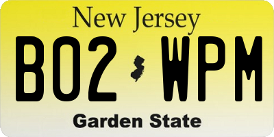 NJ license plate B02WPM
