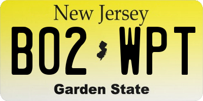 NJ license plate B02WPT