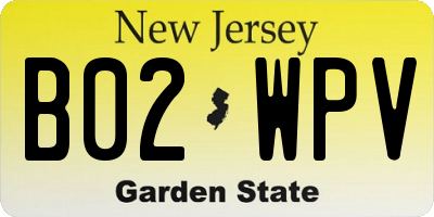 NJ license plate B02WPV