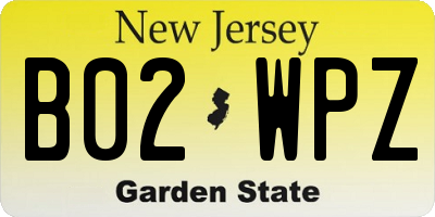 NJ license plate B02WPZ