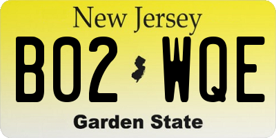 NJ license plate B02WQE