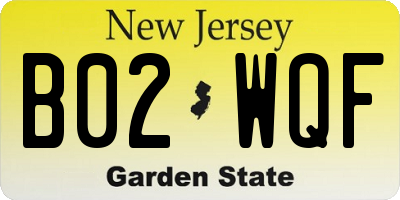NJ license plate B02WQF