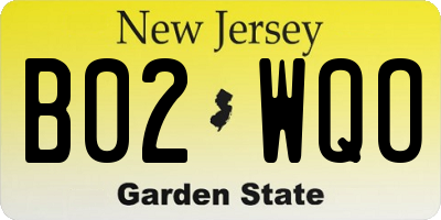 NJ license plate B02WQO