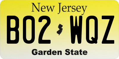 NJ license plate B02WQZ