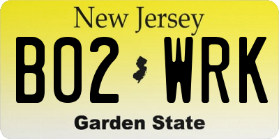 NJ license plate B02WRK