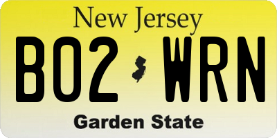 NJ license plate B02WRN