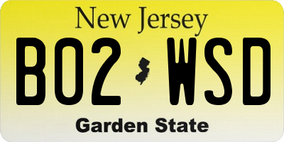 NJ license plate B02WSD