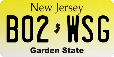 NJ license plate B02WSG