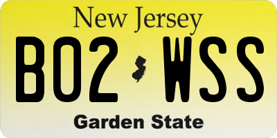 NJ license plate B02WSS
