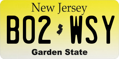 NJ license plate B02WSY