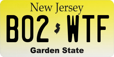 NJ license plate B02WTF