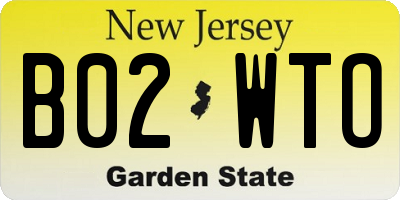 NJ license plate B02WTO