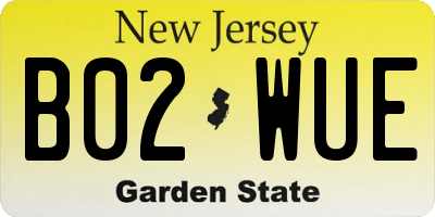 NJ license plate B02WUE