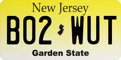 NJ license plate B02WUT