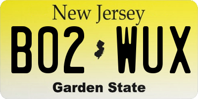 NJ license plate B02WUX