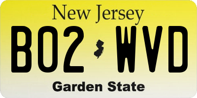 NJ license plate B02WVD