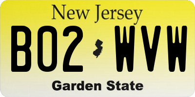 NJ license plate B02WVW