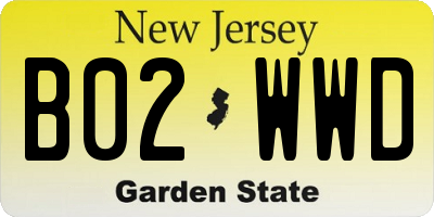 NJ license plate B02WWD